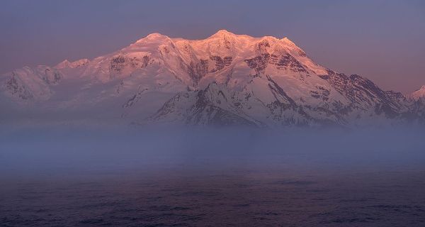 Antarctica-South Georgia Island Panoramic of sunset on Mt Paget